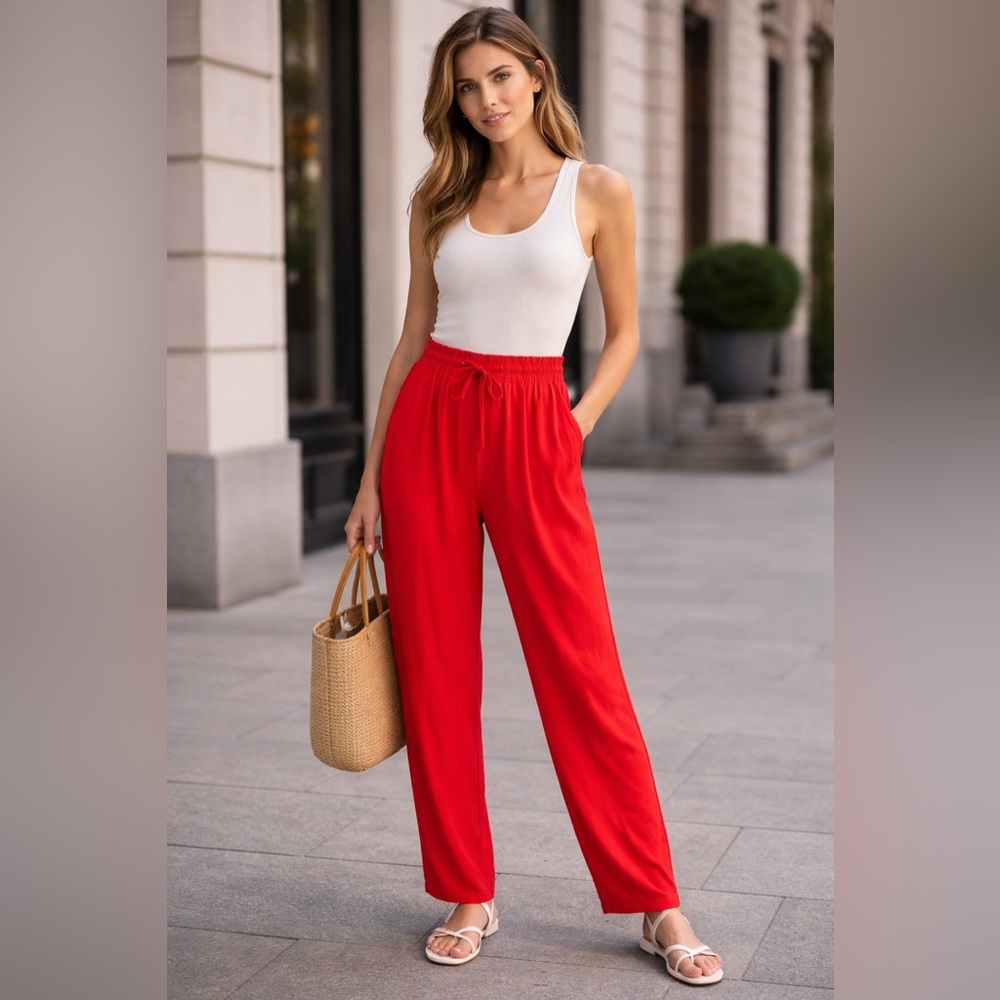 Toupy Paris Red Garment silk pants size L